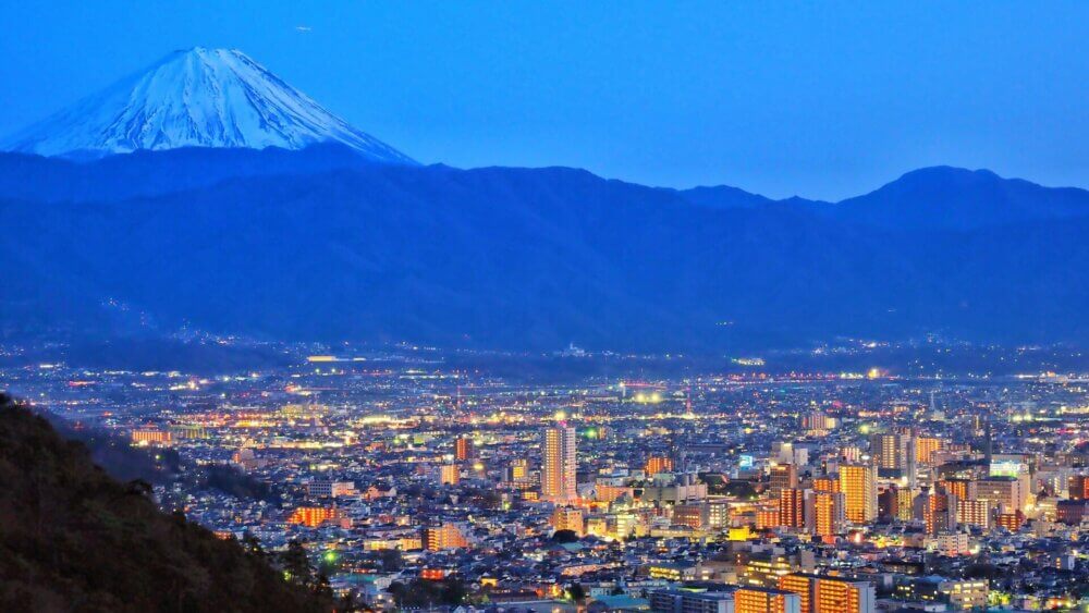 山梨県甲府市－夜景と富士山